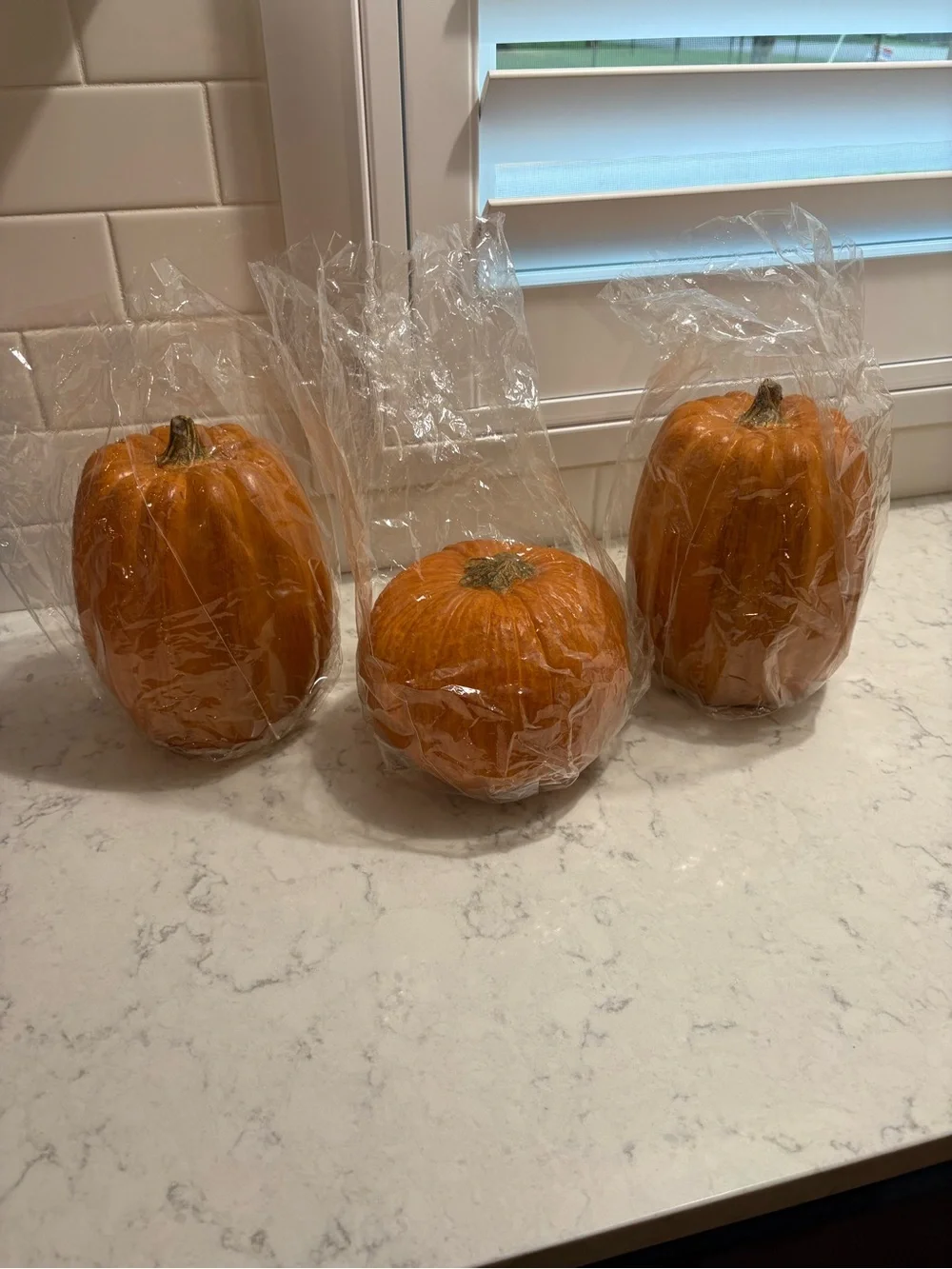 Pottery Barn tall pumpkin candle- never used- B